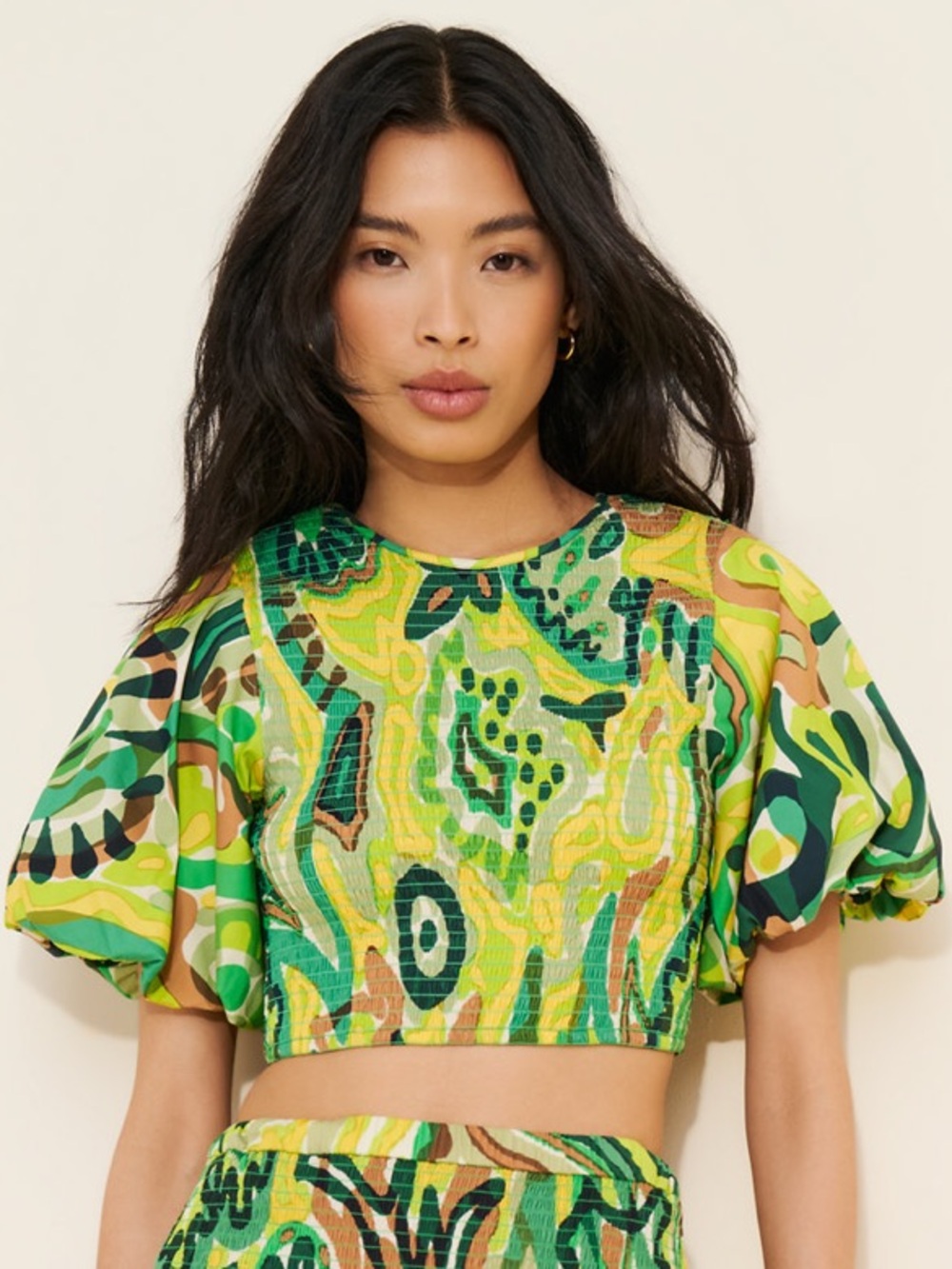 Simon Miller Vida Poplin Top- Puff Sleeve Crop